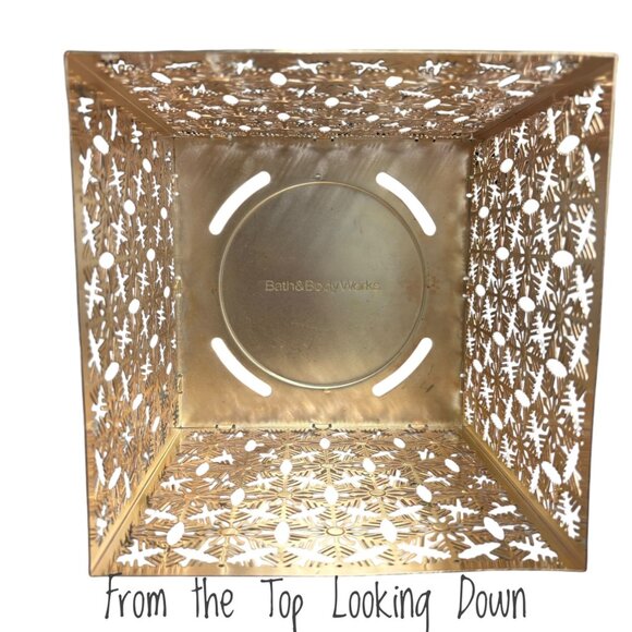 Bath & Body Works Rose Gold 3 Wick CANDLE HOLDER SLEEVE Snowflake Pearl Luminary - Picture 2 of 4